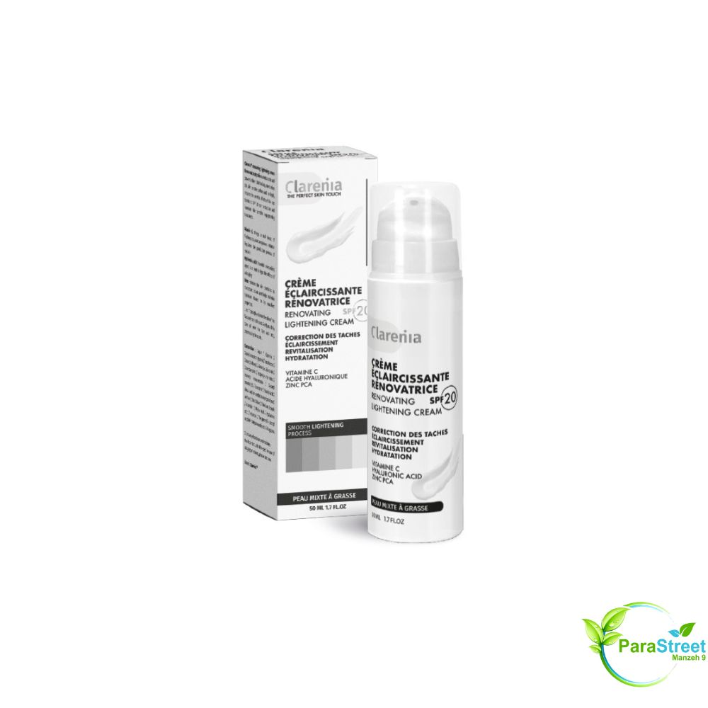 CLARENIA CREME ECLAIRCISSANTE RENOVATRICE SPF20 PEAU MIXTE A GRASSE 50ML
