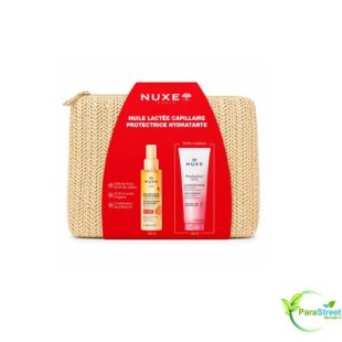 NUXE HUILE LACTEE CAPILLAIRE PROTECTRICE HYDRATANTE+GELLEE DE DOUCHE 100ML (OFFERT)+TROUSSE (OFFERT)