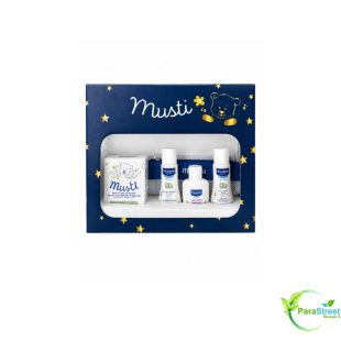 MUSTELA MUSTI COFFRET EAU PARFUMEE+EAU NETTOYANTE+LINIMENT+GEL LAVANT DOUX ET TROUSSE (OFFERT)