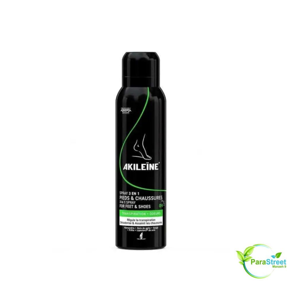 AKILEINE SPRAY NOIR DEODORANT PIEDS ANTI TRANSPIRANT 150ML